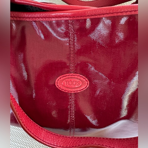 Red TOD’s PVC and leather tote - Picture 6 of 10